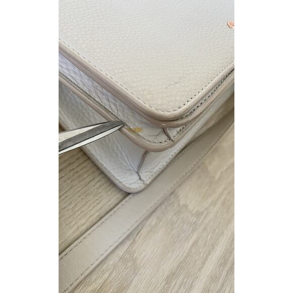 Dagne Dover Andra Pebbled Leather Neutral Crossbody Bone Shoulder Bag Medium - Picture 14 of 15